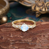 Luxury 6-Prong Round Cut Moonstone Ring